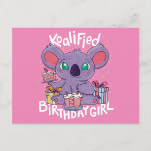 Niedlich Koala Bear Koalified Birthday Girl Pink Postkarte