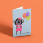 Niedlich Koala Birthday Karte<br><div class="desc">Niedlich koala in einem rosa Outfit mit einer rosa Krone auf ihrem Kopf,  die drei bunte Ballons hält. Der Text zum Geburtstag wird auf der rechten unteren Seite der Karte gedruckt.</div>