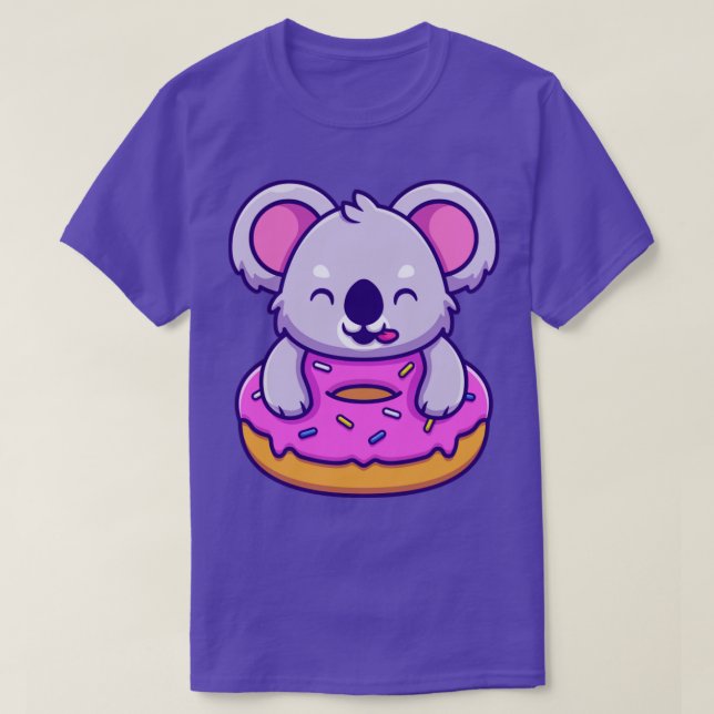 Niedlich Koala Eating Donut T-Shirt (Design vorne)