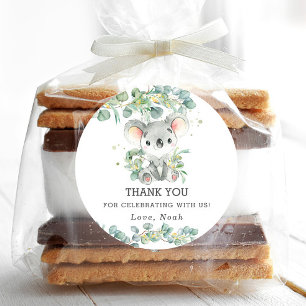 Niedlich Koala Eucalyptus Greenery Danke für Ihre  Runder Aufkleber