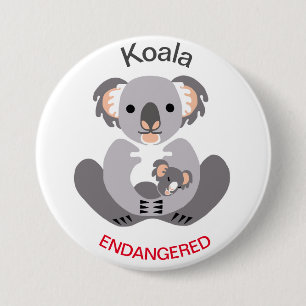 Niedlich - KOALA - gefährdete Tiergrafik - Button