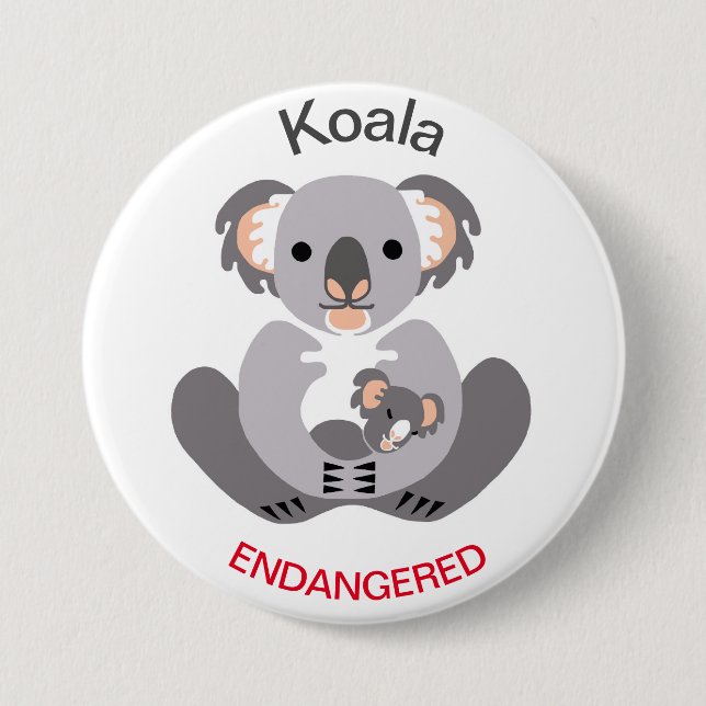 Niedlich - KOALA - gefährdete Tiergrafik - Button (Vorderseite)