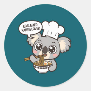 Niedlich Koala genießt Ramen Runder Aufkleber