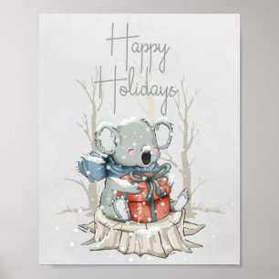 Niedlich Koala Happy Holidays Weihnachten Poster