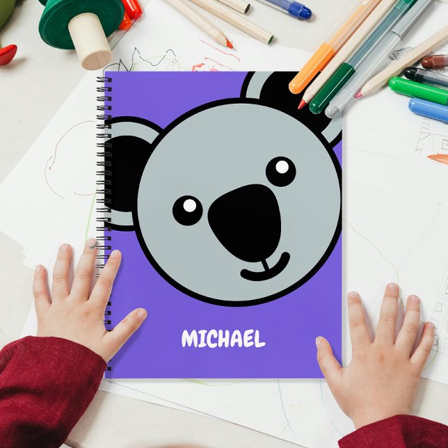 Niedlich Koala Head | Monogram, Simple Cartoon Nam Notizbuch (Von Creator hochgeladen)