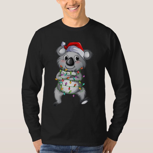 Niedlich koala in den Weihnachtsbeleuchtung Männer T-Shirt (Vorderseite)