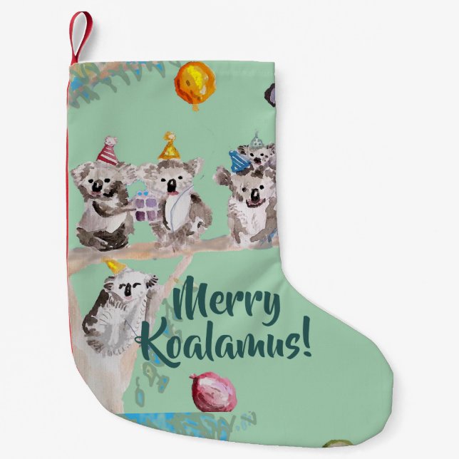 Niedlich Koala Merry Koalamus Grünen Strumpf Kleiner Weihnachtsstrumpf (Vorderseite)