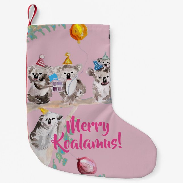 Niedlich Koala Merry Koalamus Rosa Strumpf Kleiner Weihnachtsstrumpf (Vorderseite)