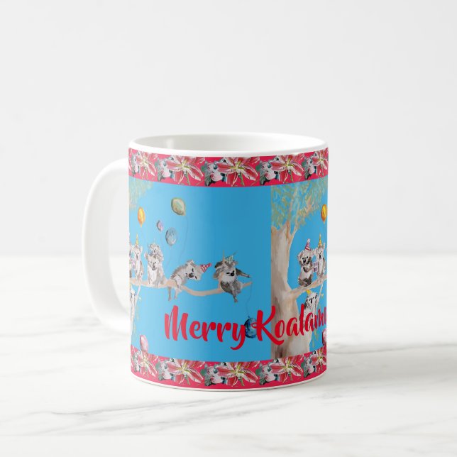Niedlich Koala Merry Koalamus Weihnachtsfeierlichk Kaffeetasse (Vorderseite Links)