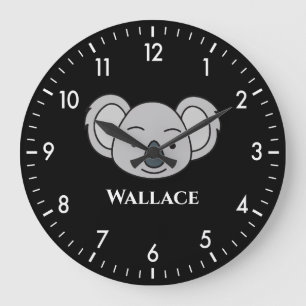 Niedlich Koala Personalisierter Individuelle Name  Große Wanduhr