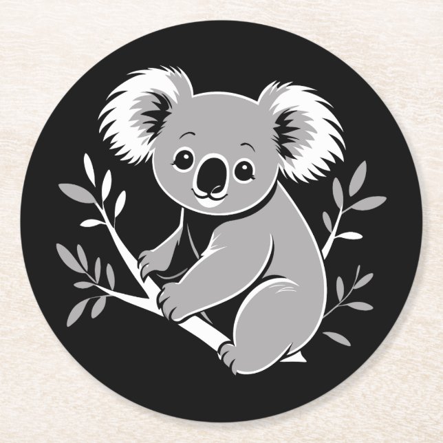 Niedlich Koala Runder Pappuntersetzer (Vorderseite)