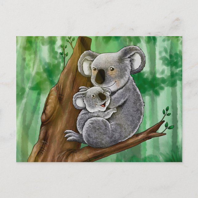 Niedlich Koala und Baby Postkarte (Vorderseite)