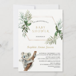 Niedlich Koala Watercolor Greenerity Gold Baby Dus Einladung