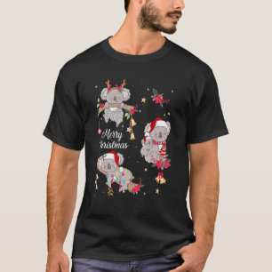 Niedlich Koala Weihnachtsmannmütze Xmas Ornamente T-Shirt