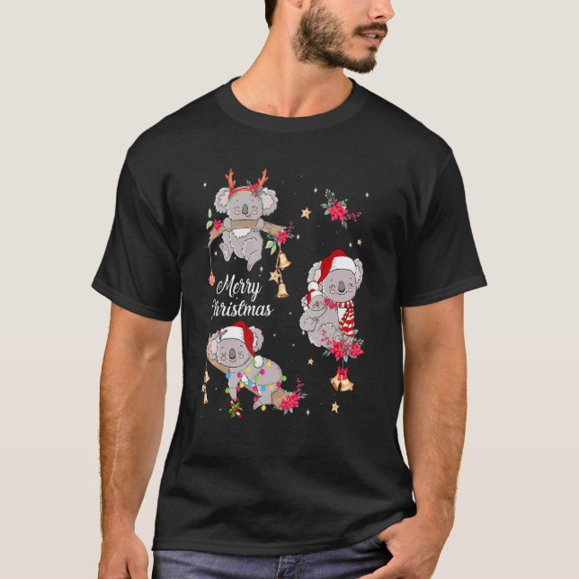 Niedlich Koala Weihnachtsmannmütze Xmas Ornamente  T-Shirt (Vorderseite)