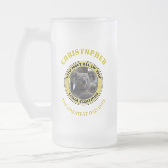 Niedlich koala "Wortspiel" personalisiert Mattglas Bierglas (Links)