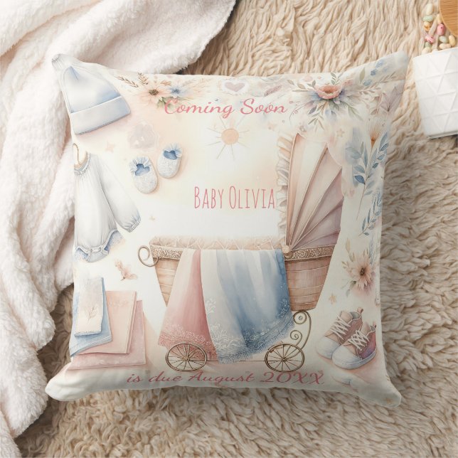 Niedlich kommende Ankündigung Einladung Kissen (Decke)