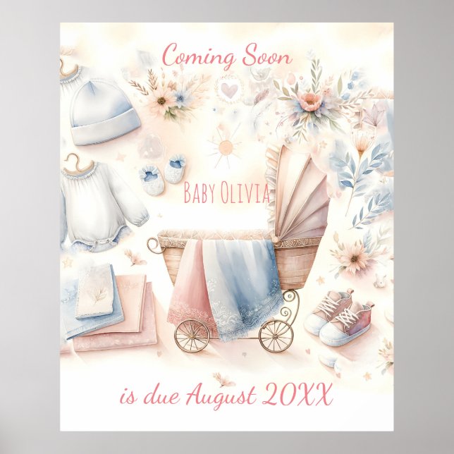 Niedlich kommende Ankündigung Einladung Poster (Vorne)