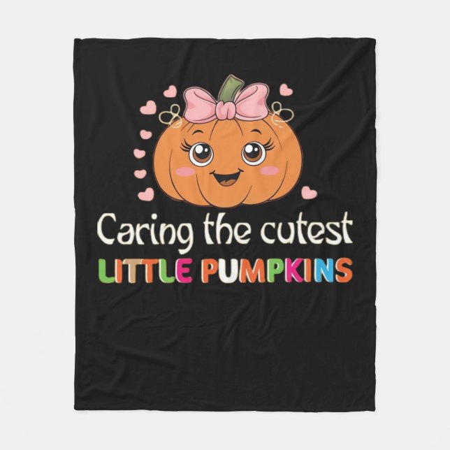 Niedlich Kümmern Für die Niedlichen Kürbiskins Kra Fleecedecke (Vorderseite)