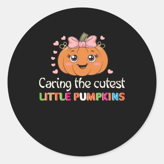 Niedlich Kümmern Für die Niedlichen Kürbiskins Kra Runder Aufkleber (Vorderseite)