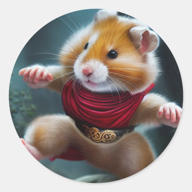 niedlich Kungfu Hamster Runder Aufkleber (Vorderseite)