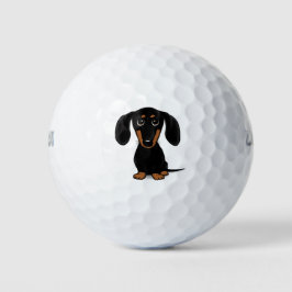 Niedlich Kurzhaar Schwarz und Tan Dackel Hund Golfball