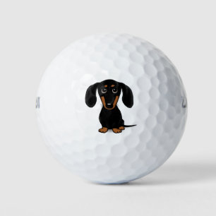 Niedlich Kurzhaar Schwarz und Tan Dackel Hund Golfball