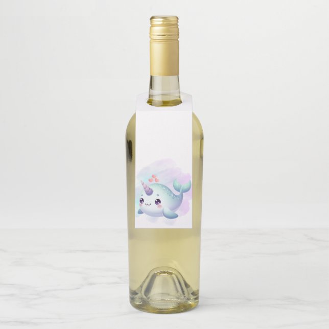 Niedlich/küste/nautische Narwale Flaschenanhänger (Auf Flasche)
