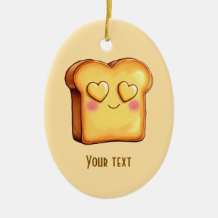 Niedlich Lächeln Cartoon Toast Keramik Ornament