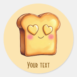 Niedlich Lächeln Cartoon Toast Runder Aufkleber