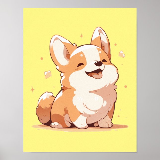 Niedlich Lächeln Corgi - Poster (Vorne)