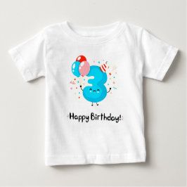 Niedlich Lächeln Nummer 3 mit Ballons am Geburtsta Baby T-shirt