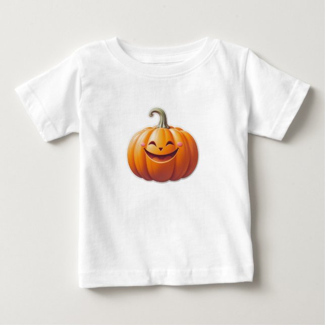 Niedlich Lächeln Pumpkin - Fun Fall Charakter Baby T-shirt (Vorderseite)