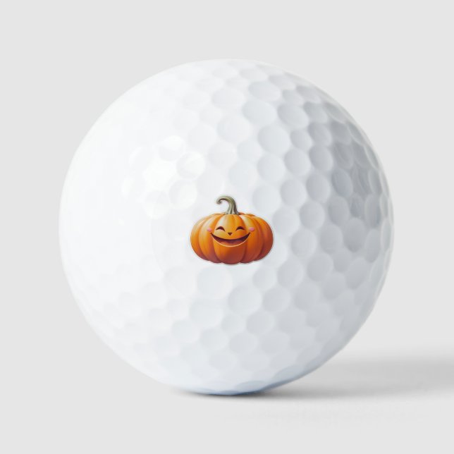 Niedlich Lächeln Pumpkin - Fun Fall Charakter Golfball (Vorderseite)