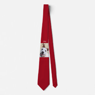 Niedlich Lächeln White Reinreder Dog Joy Weihnacht Krawatte