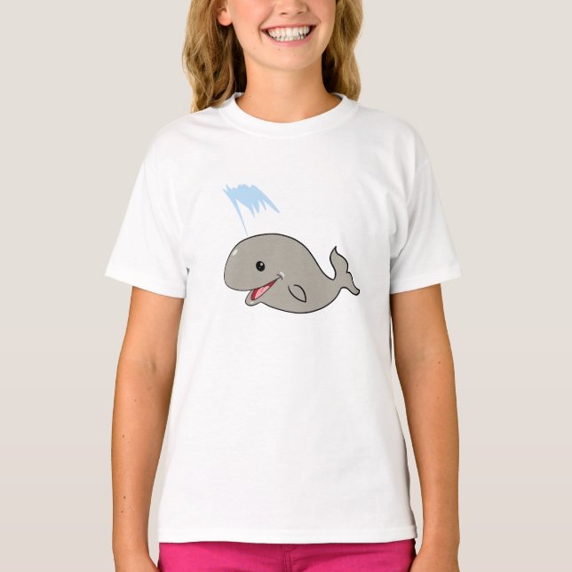 Niedlich, lächelnd, Cartoon Whale T-Shirt (Vorderseite)