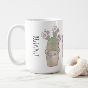 Niedlich Lächelnd Kaktus Trio Trageschmuck Kaffeetasse