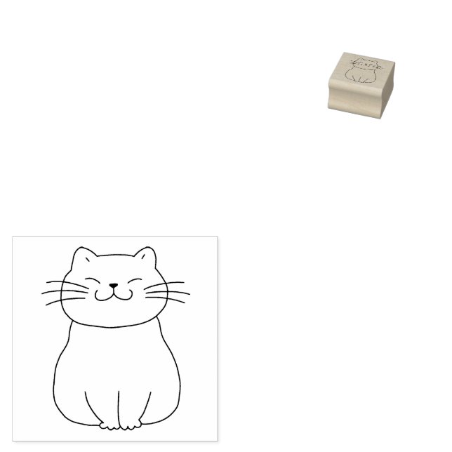 Niedlich lächelnd Katzenkätzchen Cartoon Zeichnend Gummistempel (Stempel)