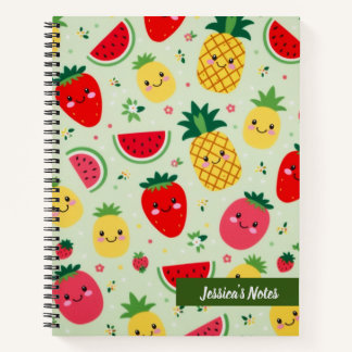 Niedlich lächelnd Kawaii Fruchtmuster Personalisie Notizbuch