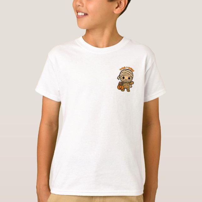 Niedlich lächelnd Mama Kid mit Kürbiscreme T-Shirt (Vorderseite)