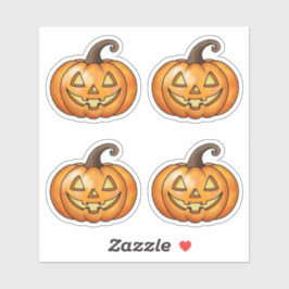 Niedlich Lächelnd Orange Cartoon Pumpkins Hallowee Aufkleber