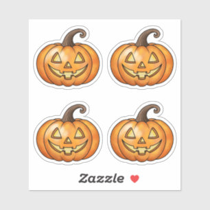Niedlich Lächelnd Orange Cartoon Pumpkins Hallowee Aufkleber