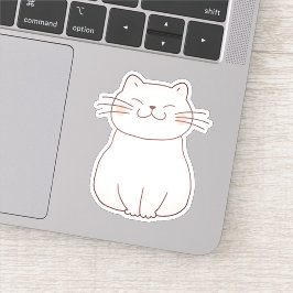 Niedlich Lächelnd rosa Katze Zeichnend Cartoon Aufkleber
