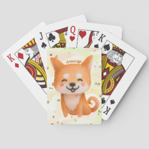Niedlich lächelnd Shiba Inu Spielkarten