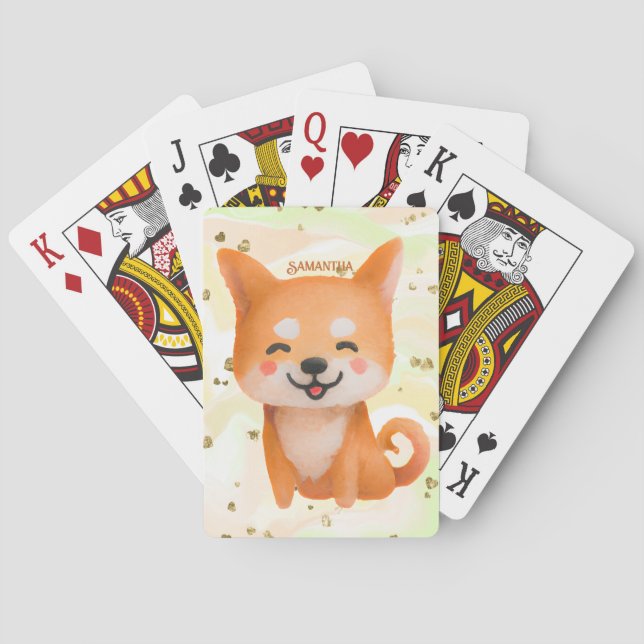 Niedlich lächelnd Shiba Inu Spielkarten (Rückseite)