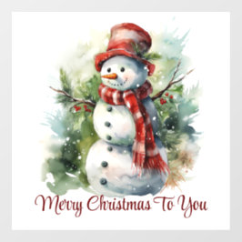 Niedlich Lächelnd Snowman Fensterklammer Fensteraufkleber