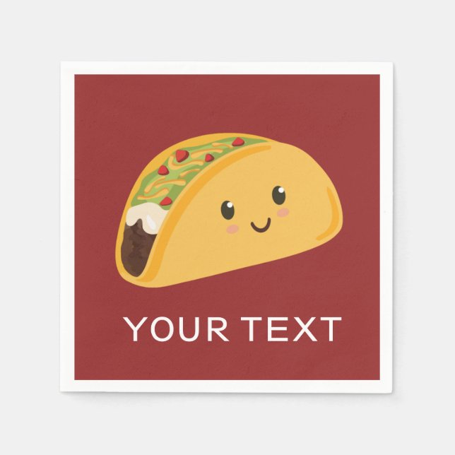 Niedlich lächelnd Taco Party Napkin Serviette (Vorderseite)