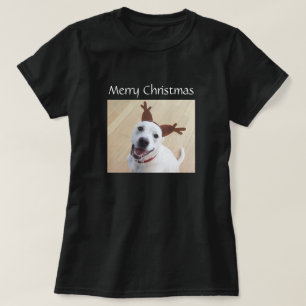 Niedlich Lächelnd Weiße Rentiere Welpen Weihnach T-Shirt