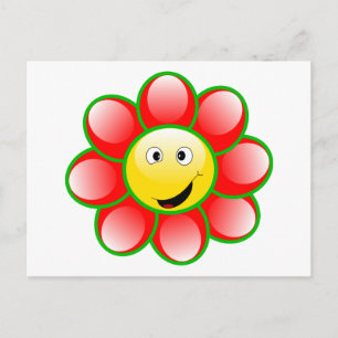 Niedlich Lächelnde Blume Postkarte