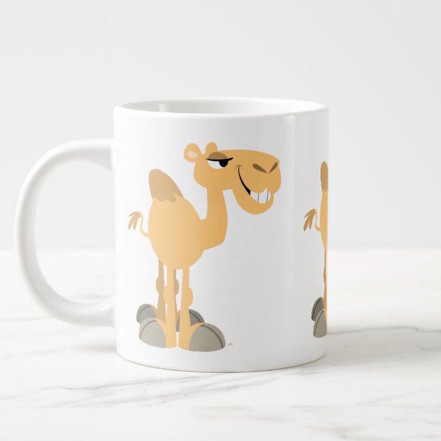 Niedlich Lächelnder Cartoon Camel Jumbo-Tasse (Links)